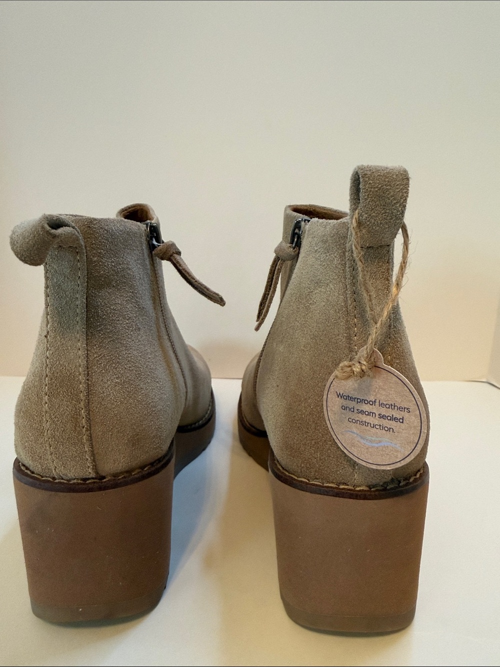NWOT Nordstrom Sale SOFFT Brand suede tan dark brown wedge zip inside size 9. - Picture 5 of 7